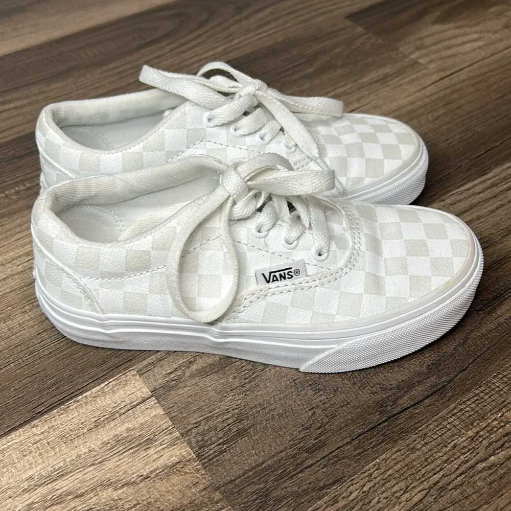 Vans Kids White Checkered Sneakers